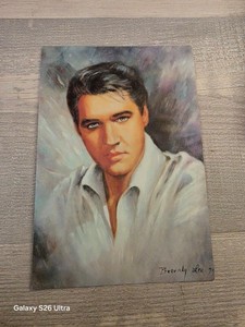 VINTAGE RPPC PORTRAIT PAINTING OF ELVIS PRESLEY BY BEVERLY LEE 1979