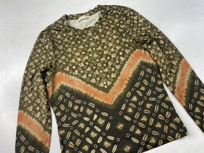 Ulla Johnson Top Womens Small Multicolor Abstract Art Long Sleeve Stretch Casual