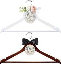 2 Pack Bride Hanger for Wedding Dress Elegant Bride and Groom Gowns Hanger for
