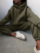 Women  s Casual Baggy Hoodie Tracksuit   Hooded Sweater Two-Piece Suit  Relaxed
