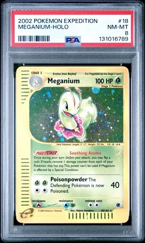 2002 Pokemon Expedition #18 Meganium Holo PSA 8 NM-MT