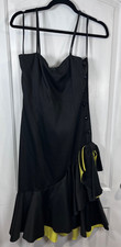 Vintage Victor Costa Black Yellow Bowtie Dress Sz 10