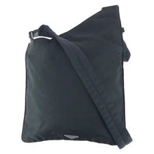 PRADA Tessuto Triangle with logo Shoulder Bag Black SilverHardware Nylon