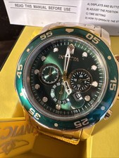 Invicta Scuba 0075 Green Dial Chronograph 48mm NEW Box Papers Factory Wrap