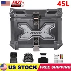 Black 45L Motorcycle Top Case Tour Tail Box Aluminum Trunk Storage With Backrest