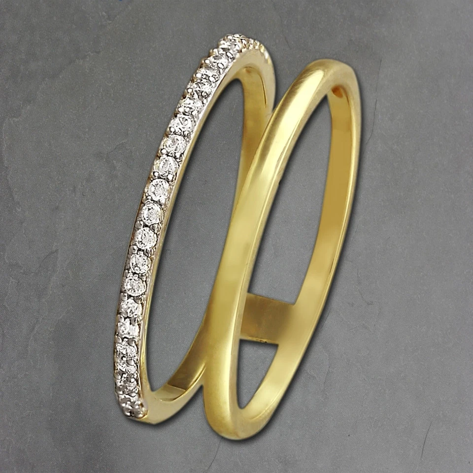 GoldDream 8 Karat Gold Doppel Ring Gr.58 Zirkonia 333er Gelbgold GDR505Y58 - Bild 1 von 4