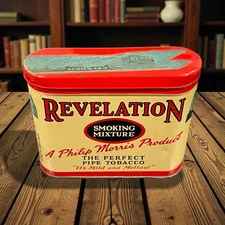 VINTAGE OLD PHILIP MORRIS REVELATION SMOKING MIXTURE PIPE TOBACCO  TIN CAN