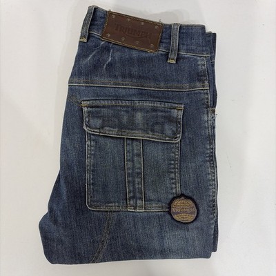Triumph Motorrad Jeans blau 32R W32 L34 Baumwolle Rayon Mix