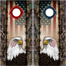 Wicked Wire Eagle Flag Camo Cornhole Wrap Bag Toss Skin Decal Sticker