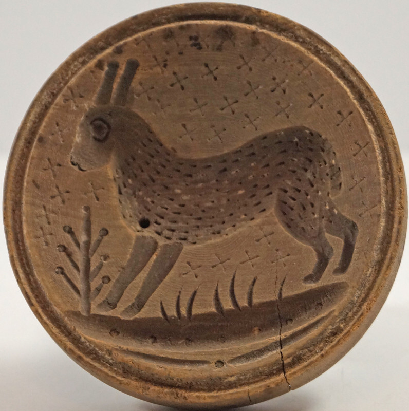 ANTIQUE RABBIT BUTTER MOLD PRINT STAMP 1880 FOLK ART COUNTRY AMERICANA