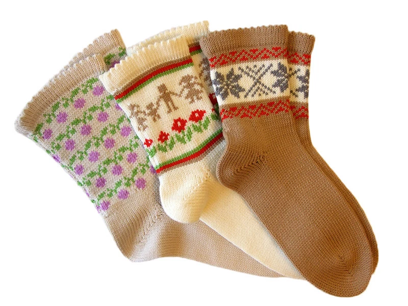 Socks 100% MERINO WOOL adult men women leg warmers hand knit knitted traditional