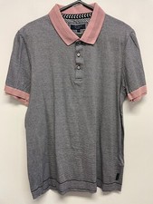 Image of TED BAKER MENS SS POLO SHIRT PURE COTTON IN WHITE/BLACK SIZE M BNWOT (S493)