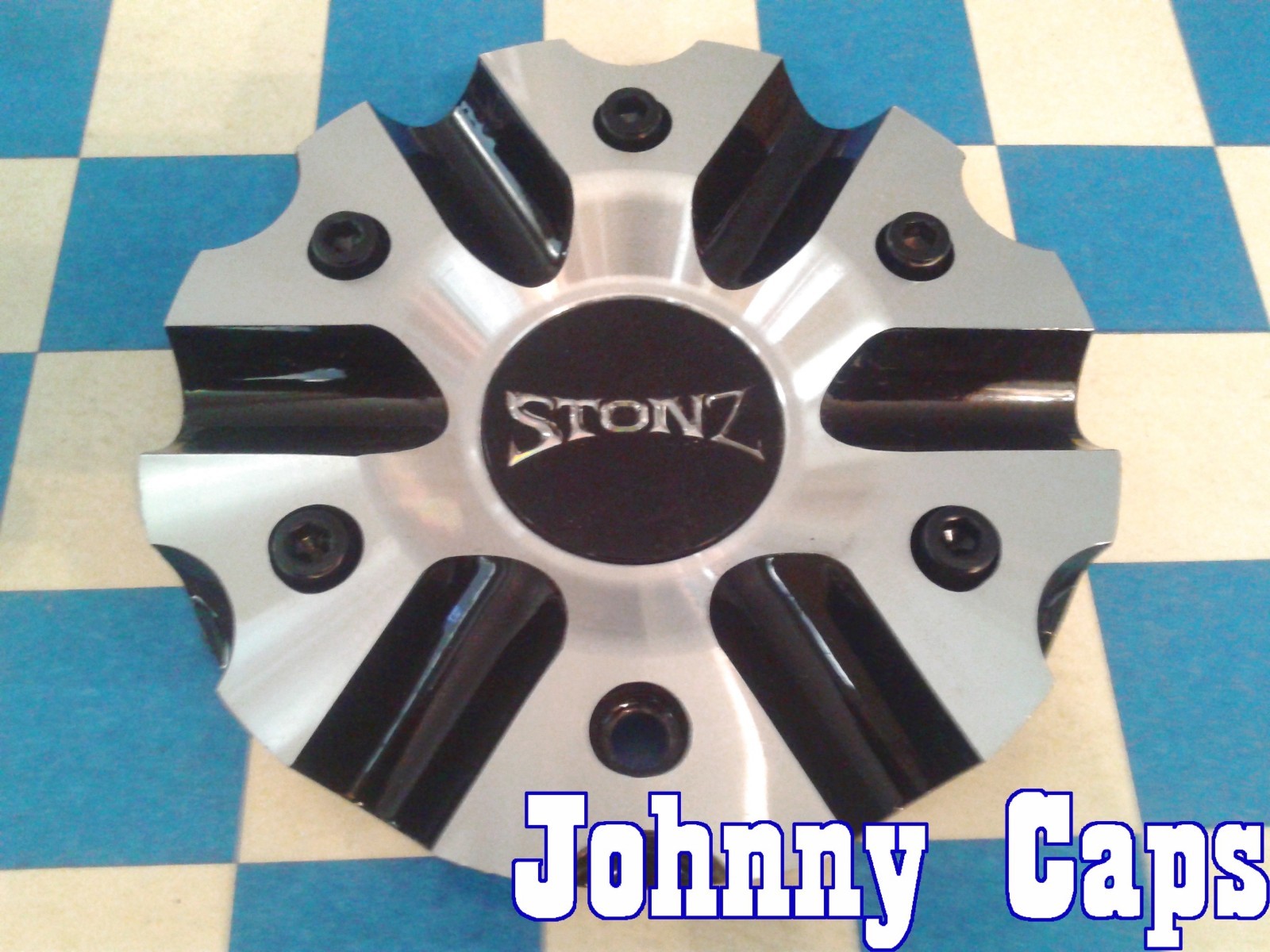 STONZ Wheels [44] BLACK METAL Center Cap # C607304B/M Custom Center Cap (QTY. 1)