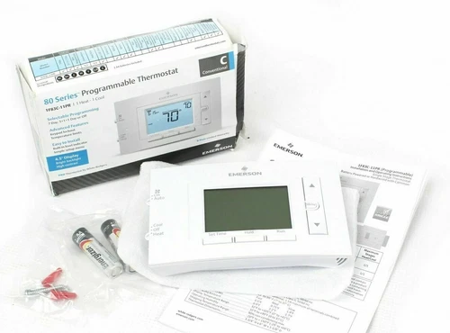 Thermostat, Programmable, Heating Cooling, Emerson, Easy Installation, Backlight
