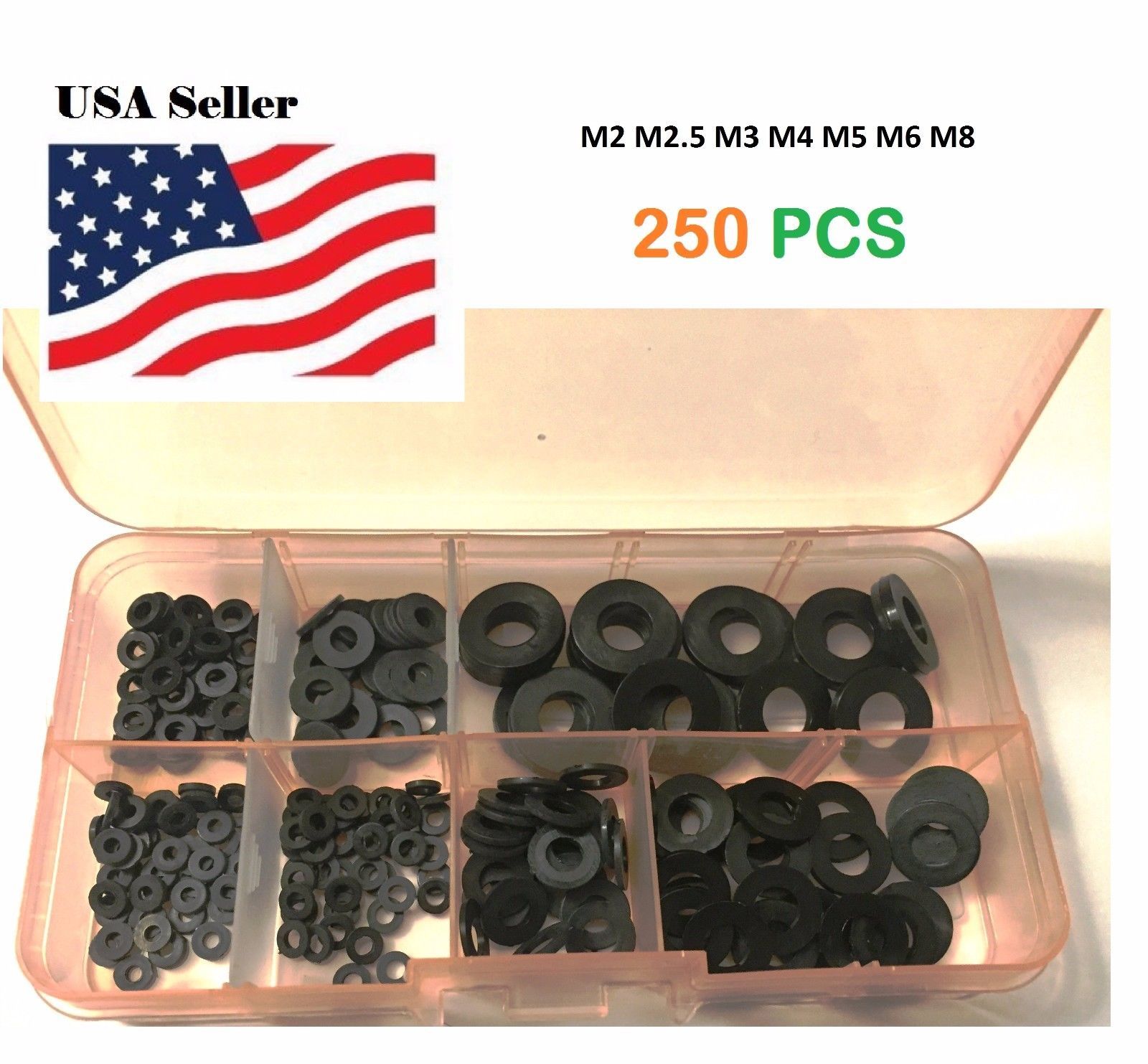 180/250/350/500 pcs/Lot Nylon Washer Assortment Kit eBay