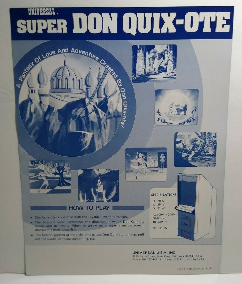 Super Don Quixote Arcade Flyer Original 1984 Laser Game Universal