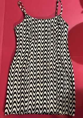 Divided H&M Wavy Prism Women s Short Dress, Med, Blk & White, Party Cruise Wear