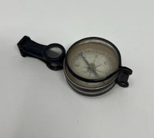 Vintage German Military Glass And Metal Compass Mirror  Magnifying Germany