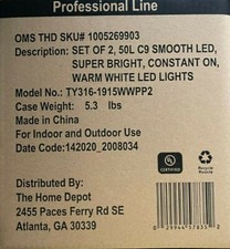 HOME ACCENTS 2X50 100 C9 Transparent LED STRING LIGHTS WARM WHITE Set of 2 