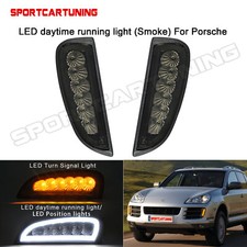 Whiteamber Led Drl Fog Lights Turn Signal Lamp Smoked For 06-10 Porsche Cayenne