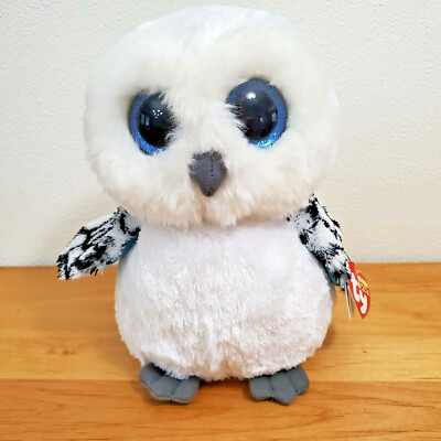 Ty Spells White Grey Snowy Owl Medium 10” Beanie Boo With Tag