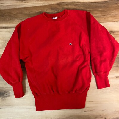 Vintage Champion Reverse Weave Sweatshirt Womens Medium Red 90s Made in USA 