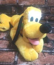 Disney Store Plush Pluto Stuffed Dog Beanie Green Collar 15  Mickey Mouse