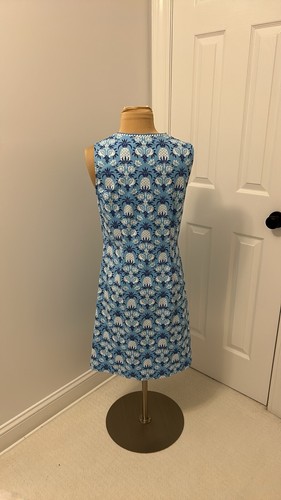 J. McLaughlin Kleid blau weiß Ananasmuster ärmellos Gr. M - Bild 2 von 8