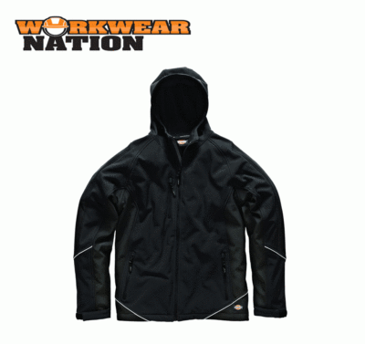Dickies Two Tone Softshell Jacket Waterproof Coat Fleece Work Black JW7010