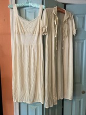 Vintage Nylon Night Gown Robe Set Cream