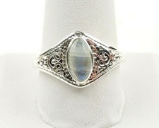 Sterling Silver 3.0 ct Moonstone Cabochon Filigree Ring - Free Gift Packaging