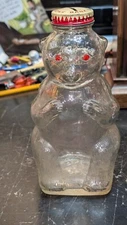 Snow Crest Bear Glass Bank Snow Crest Beverages Salem Mass rare red eyes 1950's