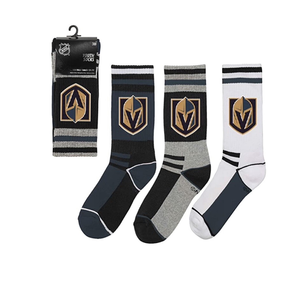 Outerstuff Vegas Golden Knights Hockey Socks 3 Pack Youth Boys Socks NHL