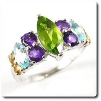 Ring Peridot Amethyst Topas Granat Silber 925