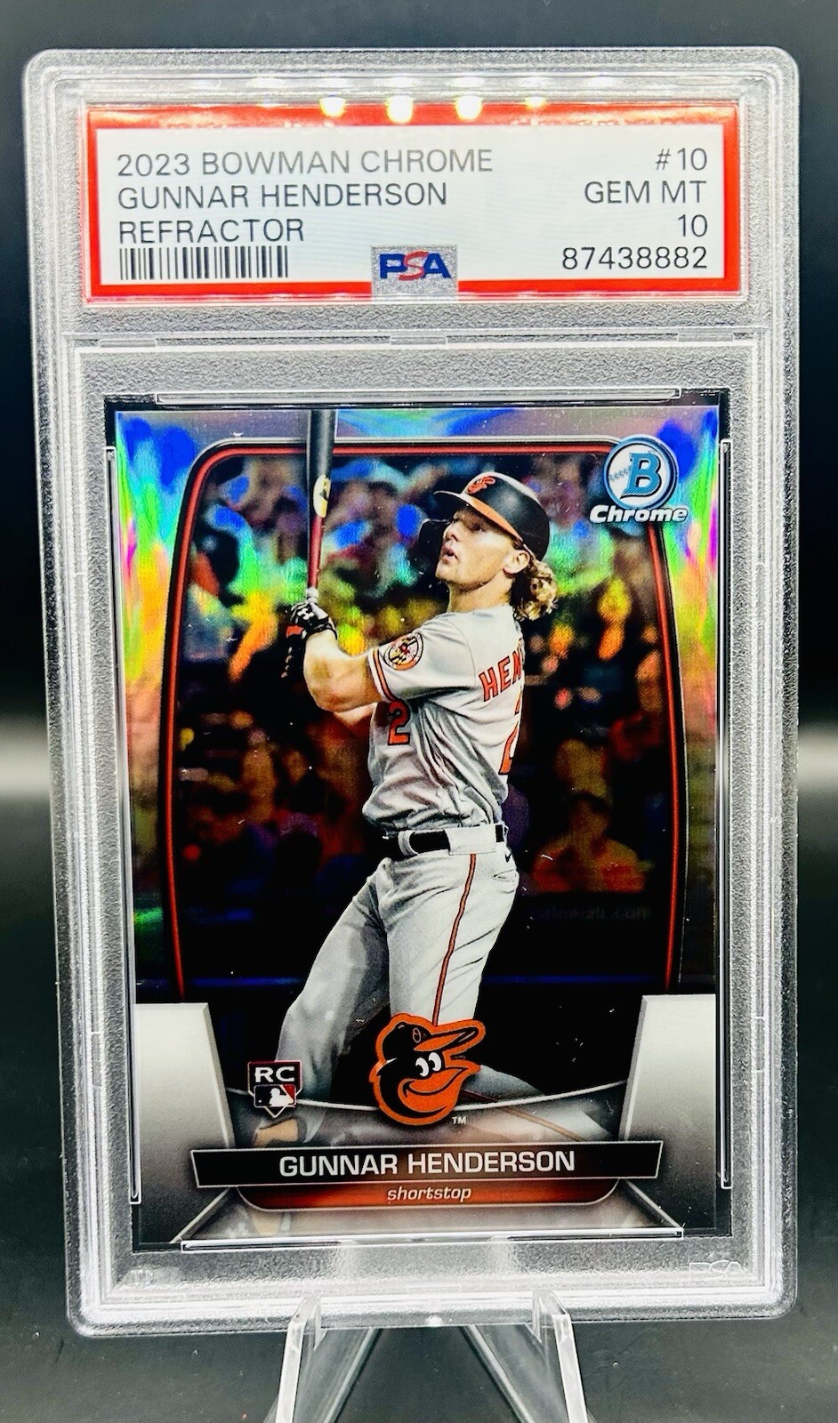 2023 Bowman Chrome - Refractor #10 Gunnar Henderson /499 (RC) PSA 10 Orioles