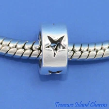 Stars 925 Solid Sterling Silver European Spacer Bead Charm Euro Star