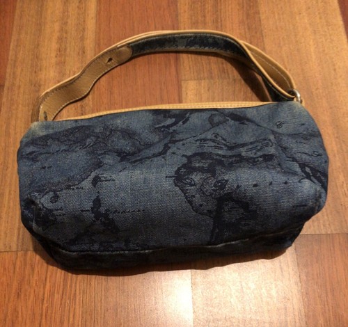 Borsa Alviero Martini Shoulder Bag Trousse Geo Soft Blu Originale Usato - Foto 2 di 11
