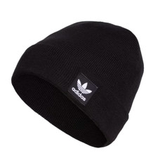 Adidas Originals Grove Trefoil Knit Cuff Beanie Cap Hat Black/White OSFM
