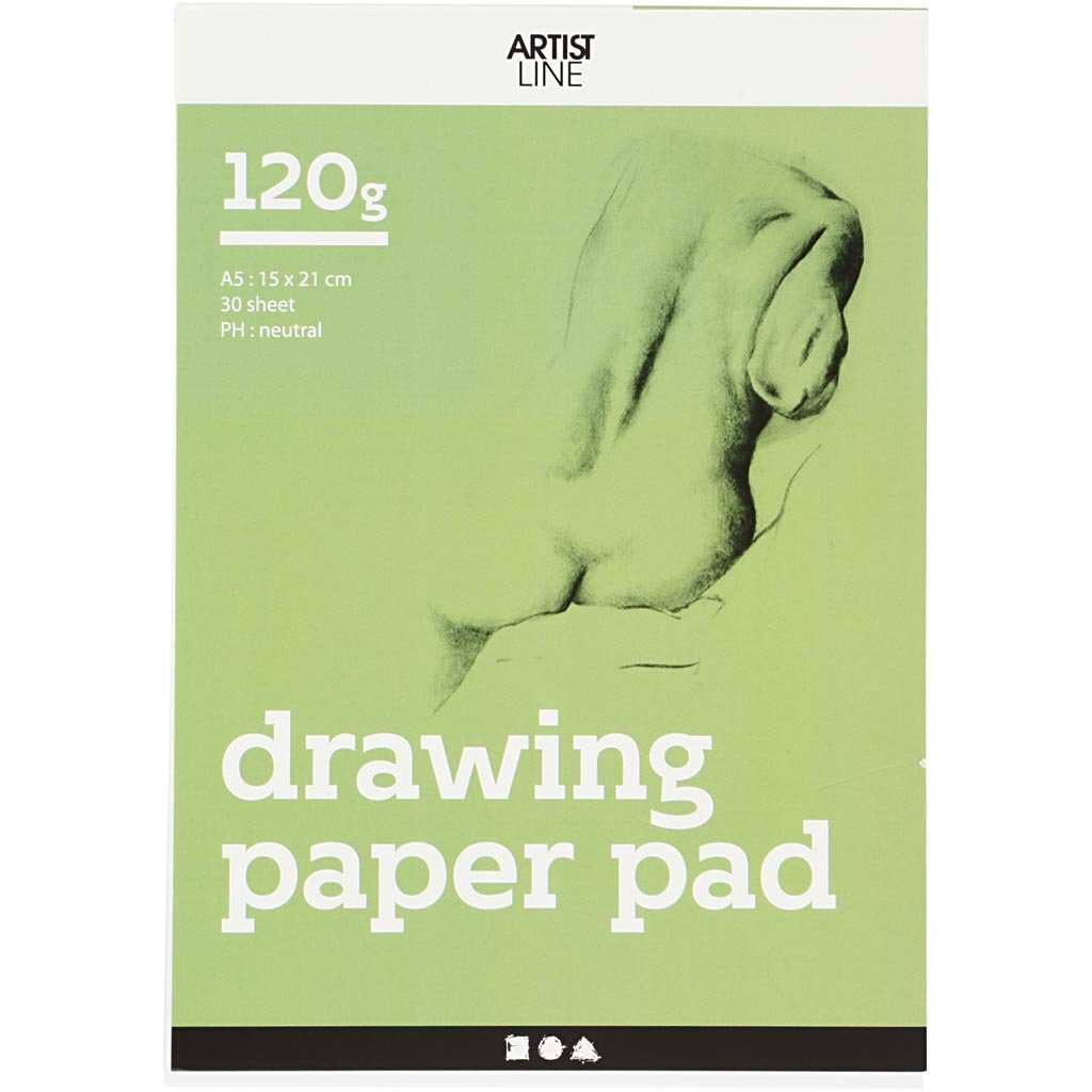 Drawing Paper Pad, A5 15x21 cm, 120 g, white, 30sheets