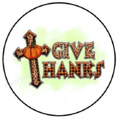 GIVE THANKS CROSS ENVELOPE SEALS LABELS STICKERS PARTY FAVOR