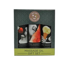 Edible Massage Oil Gift Set Box - Strawberry Vanilla, and Watermelon 2 Oz Each