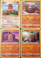 (4x) DIGLETT Pokemon Card Collection Set Deck Building GROUND NEW