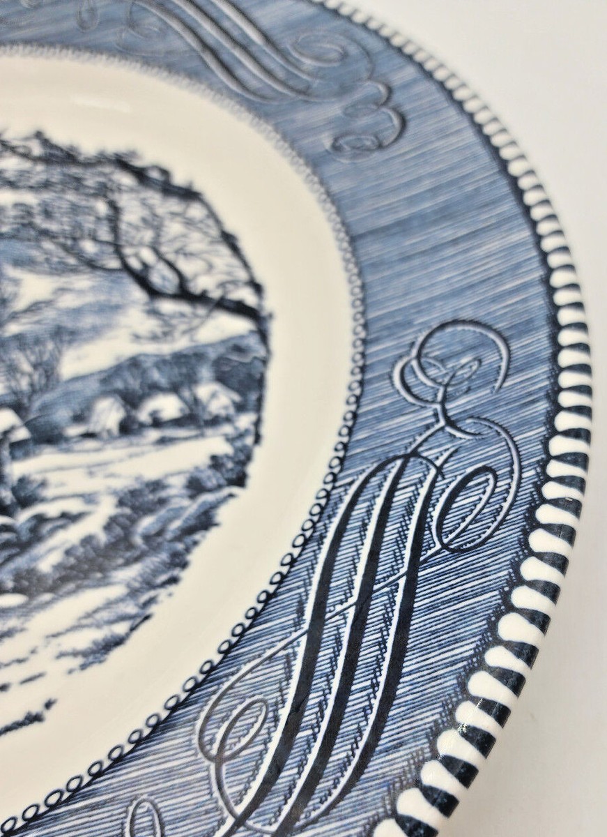 Royal Currier and Ives Blue Plates, Bowls, Cups, Servingware