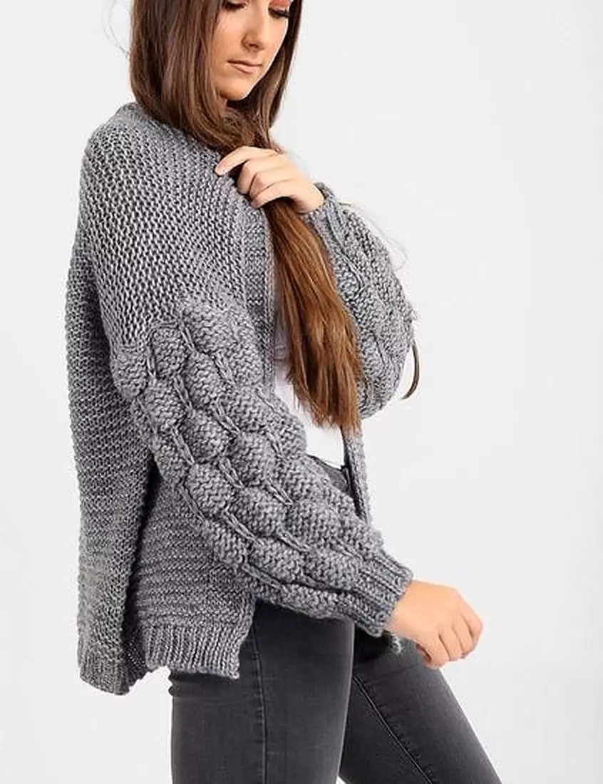Gray chunky knit cardigan deals