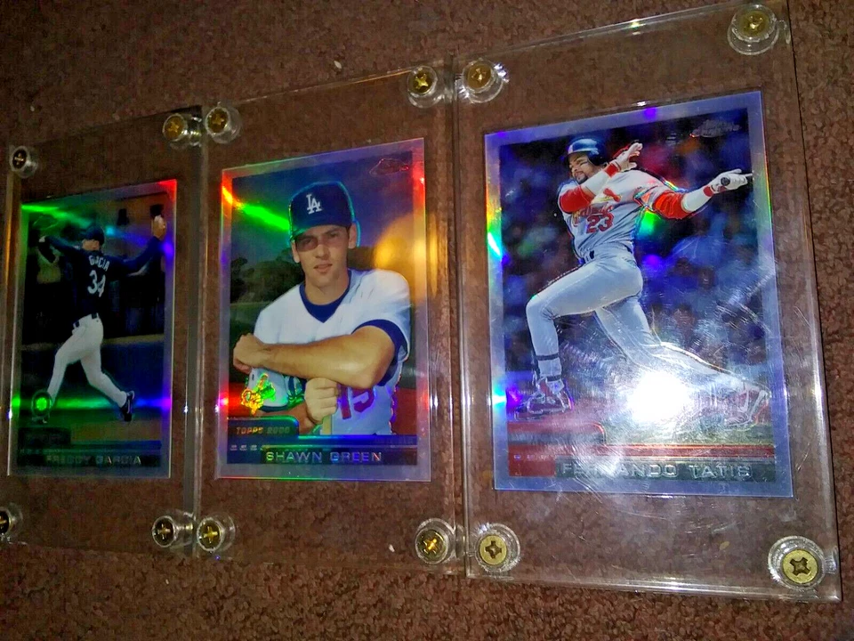LOTE DE 3 REFRACTORES MLB CROMADOS TOPPS 2000: FUNDAS TATIS GREEN GARCIA 4 TORNILLOS 1/4" Foto 4 de 4
