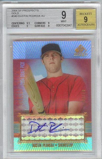 Dustin Pedroia 2004 SP Prospects Auto Rookie Card GOLD #4/10 Position #! BGS 9