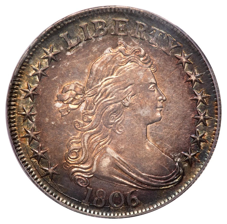 1806 O-115A 50C Pointed 6, Stem Draped Bust Half Dollar PCGS AU53 (CAC)