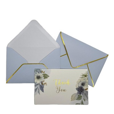 Aeon Passions Elegant Blue Floral 4 inches x 6 inches, Blue, White and Gold