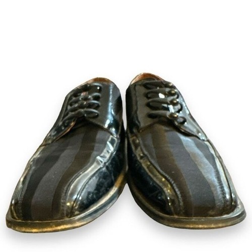 Ferro Aldo Mens Black Striped Monkstrap Wingtip Oxford shoe sz 10 Broque Classic - Picture 3 of 6