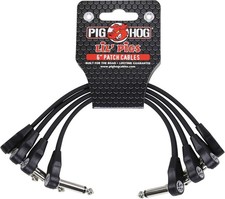 Pig Hog PHLSK6BK Lil' Pigs Low Profile Right-Angle 1/4" Black 4-Pack,